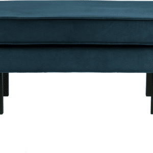 Skammel WOOOD Rodeo, blå Jarra velour puf/fodskammel, metalben, H45ÃB84ÃD54 cm